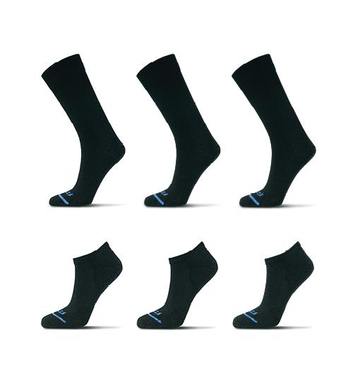 Busy Socks Merino Wool Compression Socks for Women Men,Black, Large,6-Pack